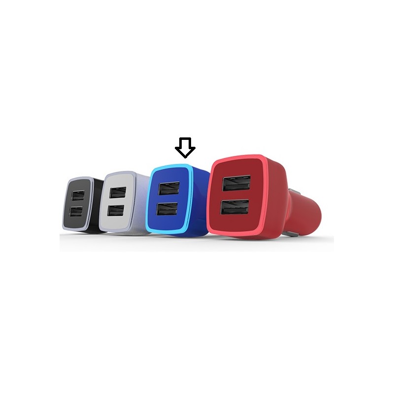 CARGADOR PARA AUTO VORAGO 2 PUERTOS USB AZUL BLIST...