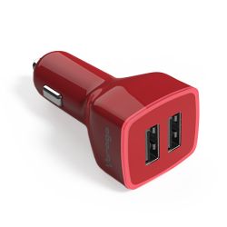 CARGADOR PARA AUTO VORAGO 2 PUERTOS USB ROJO BLIST...
